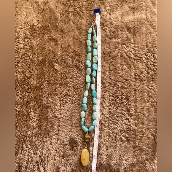 Artisan style Turquoise and Brown Beaded Necklace - Picture 8 of 9